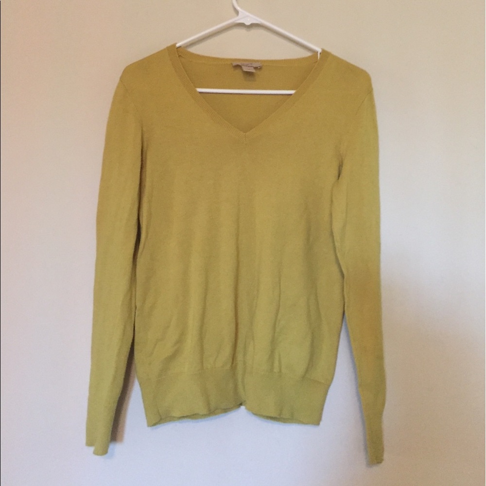 Loft Outlet v neck sweater citron yellow sz S